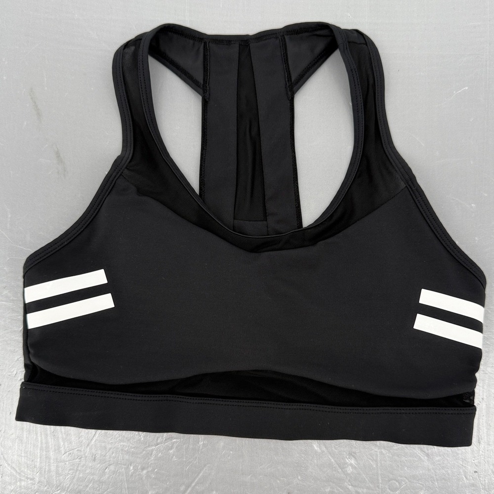 Zyia Active Womens Black Striped Racerback Mesh Sports Bra Size L 12270